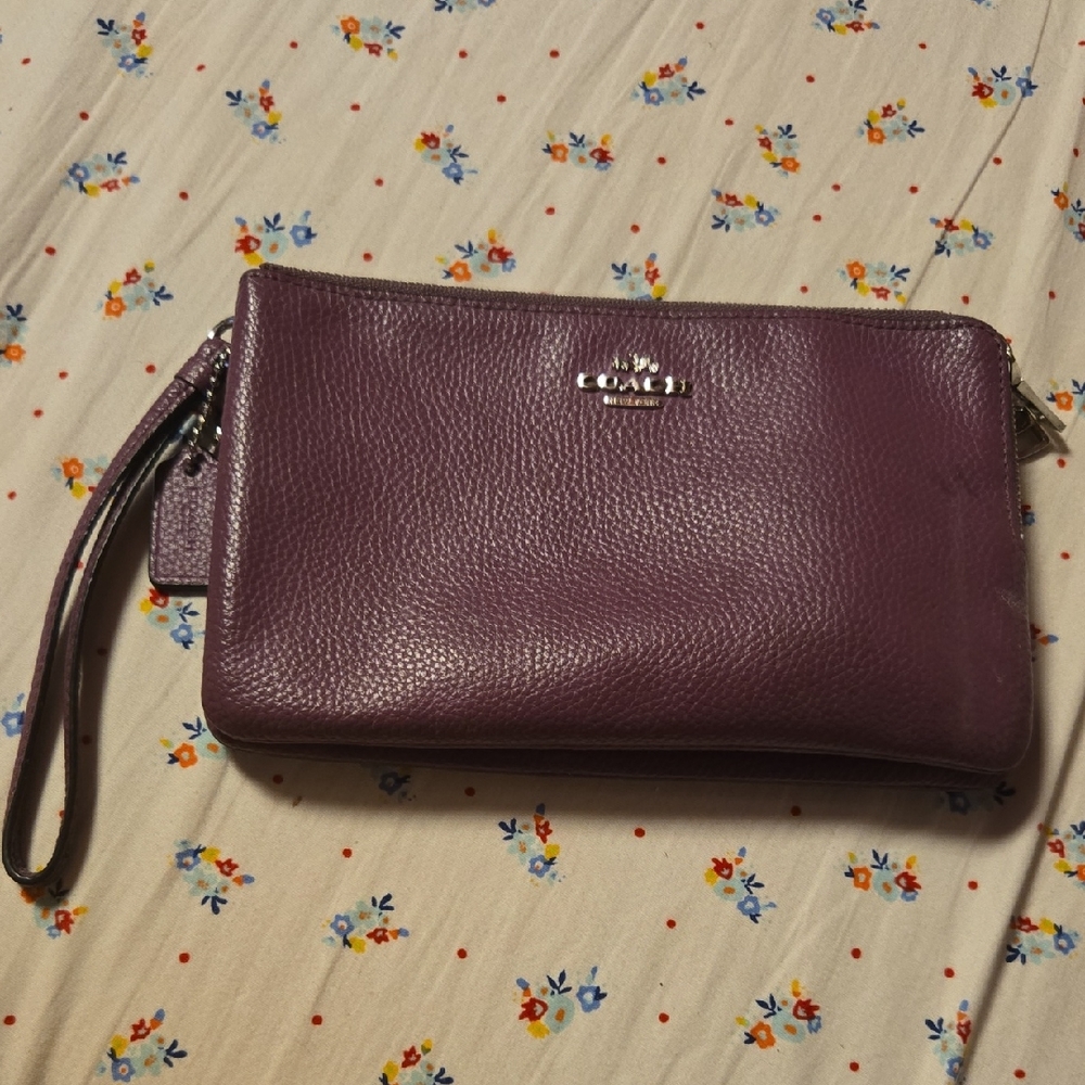 Coach Plum Leather Wristlet